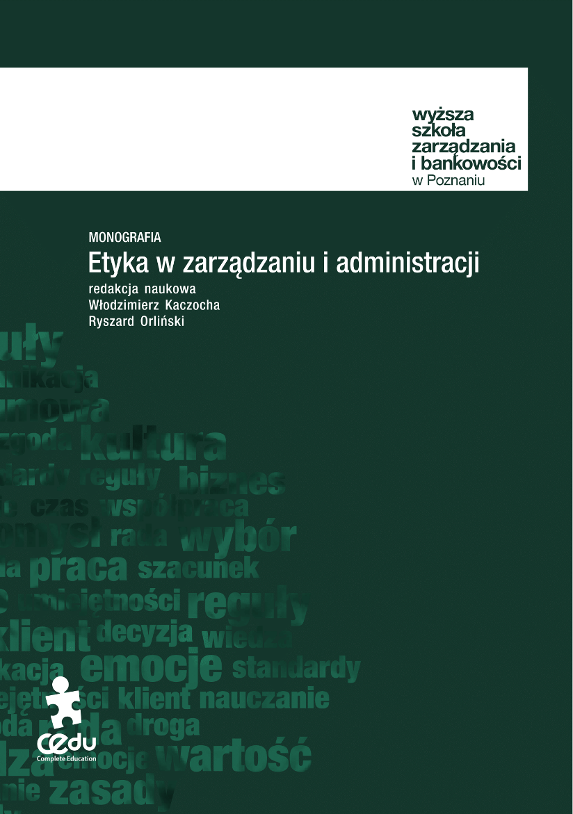 Monografia Etyka W Zarządzaniu I Administracji | Wyższa Szkoła ...